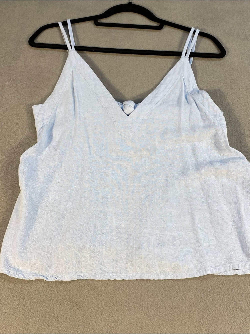 Lulus Light Blue Double-Strap V-Neck Linen Blended Women's Tank Top, size M